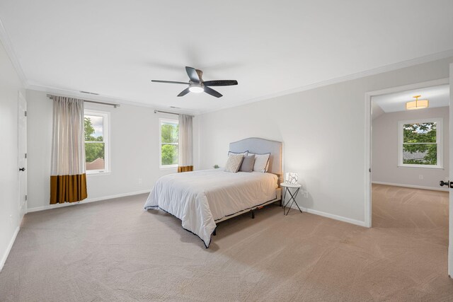 9416 Royal Mountain Dr, Chattanooga, TN 37421 - carpeted bedroom featuring ornamental molding, baseboards, and ceiling fan