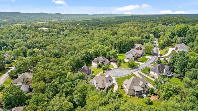 aerial view of residential area with a heavily wooded area