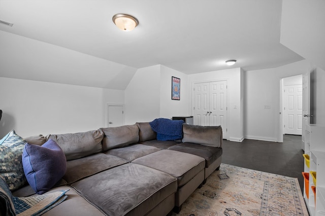 living room featuring baseboards