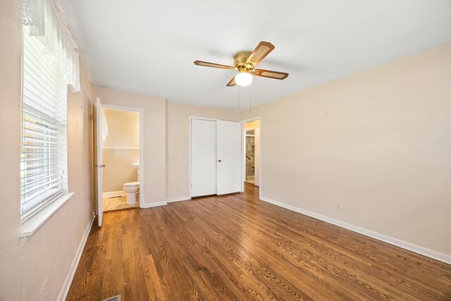 3502 Oak Ridge Dr, Chattanooga, TN 37415 - unfurnished bedroom featuring wood finished floors, ensuite bath, and ceiling fan