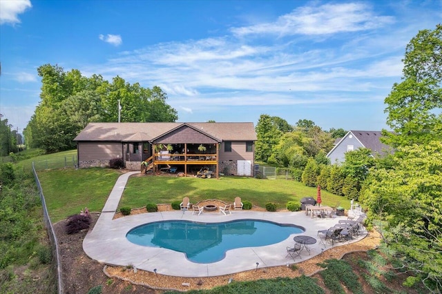 123 Paddle Wheel Ct, Cohutta, GA 30710 - outdoor pool with a deck, a patio area, and stairs