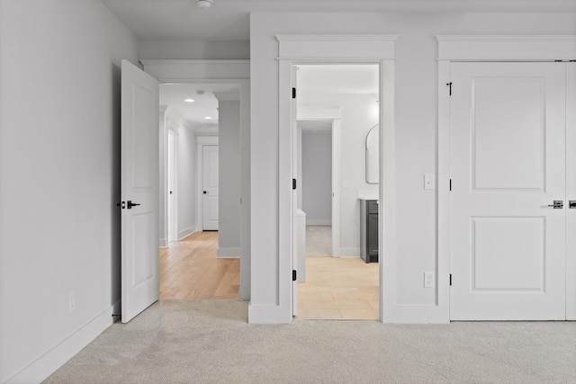 unfurnished bedroom with carpet floors, baseboards, and recessed lighting