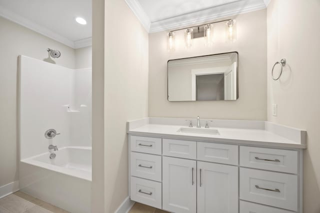 2664 Mowbray Pike Unit 2, Soddy Daisy, TN 37379 - full bath featuring crown molding, vanity, tub / shower combination, and baseboards