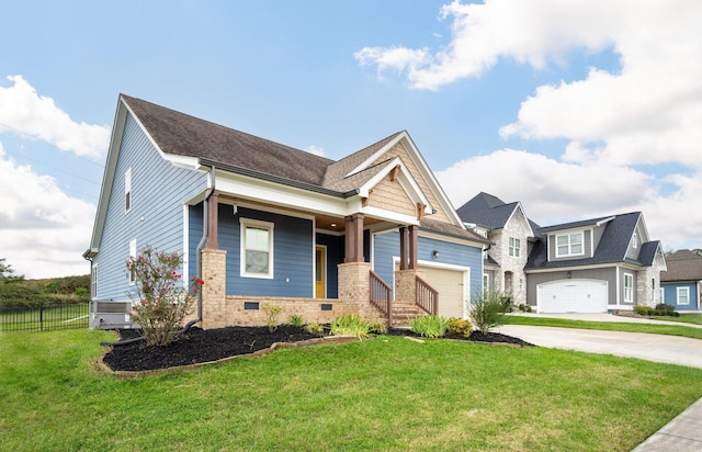 3637 Stickley Way, Apison, TN 37302 - craftsman inspired home with concrete driveway, a garage, a porch, crawl space, and a shingled roof
