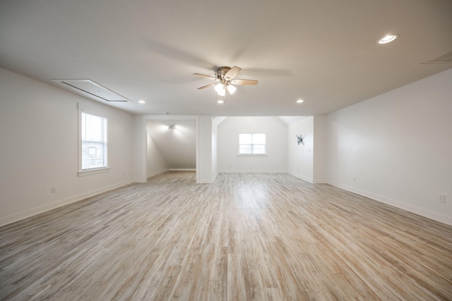 3637 Stickley Way, Apison, TN 37302 - spare room featuring attic access, ceiling fan, light wood finished floors, recessed lighting, and baseboards