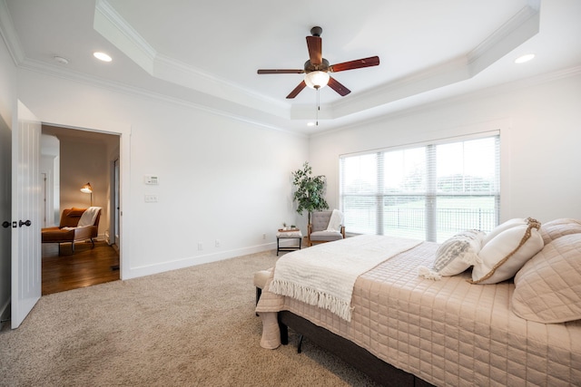 3637 Stickley Way, Apison, TN 37302 - bedroom with a tray ceiling, ornamental molding, carpet flooring, recessed lighting, and baseboards