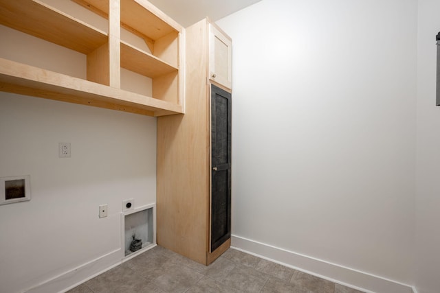 3637 Stickley Way, Apison, TN 37302 - laundry area featuring electric dryer hookup, light tile patterned floors, washer hookup, and baseboards