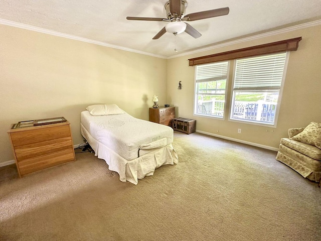 2218 Harvest Ln, Dandridge, TN 37725 - carpeted bedroom featuring crown molding, baseboards, and ceiling fan