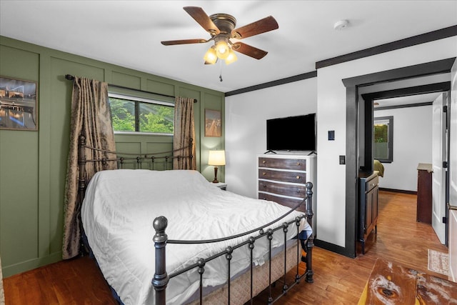 209 Cinderella Dr, Flintstone, GA 30725 - bedroom with wood finished floors, baseboards, and a ceiling fan