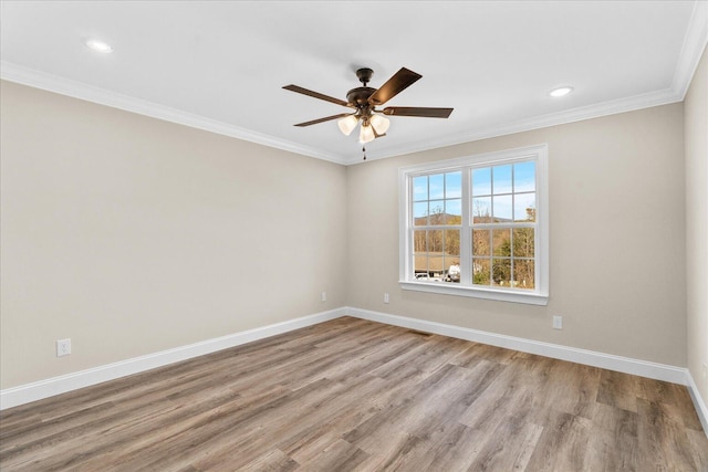 118 Earls Way, Chatsworth, GA 30705 - spare room featuring crown molding, ceiling fan, wood finished floors, baseboards, and recessed lighting