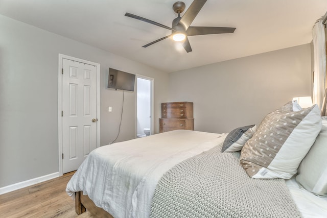 4950 Standifer Rd, Cohutta, GA 30710 - bedroom featuring light wood-style floors, ceiling fan, and baseboards