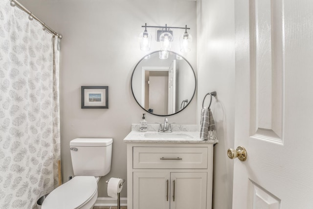 4950 Standifer Rd, Cohutta, GA 30710 - full bathroom featuring toilet, vanity, and a shower with shower curtain
