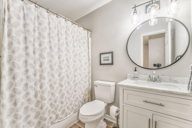 4950 Standifer Rd, Cohutta, GA 30710 - bathroom with toilet, vanity, and a shower with curtain