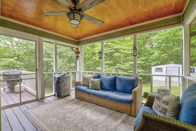 4950 Standifer Rd, Cohutta, GA 30710 - sunroom / solarium featuring ceiling fan, an outdoor living space, and healthy amount of natural light