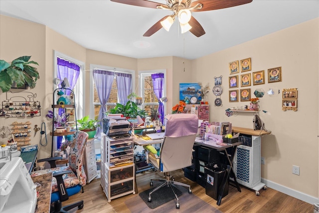 132 Katie Ln, Chatsworth, GA 30705 - home office with wood finished floors and a ceiling fan