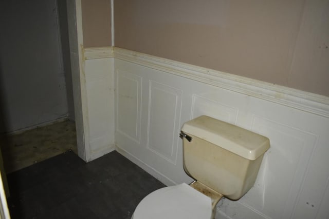 170 Lavenia Cir, Chickamauga, GA 30707 - bathroom featuring a decorative wall, a wainscoted wall, and toilet