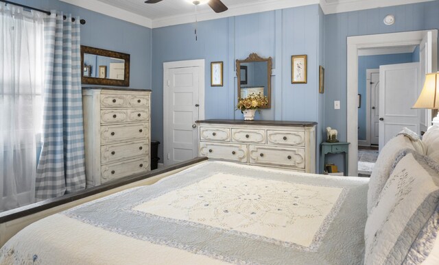 301 Cedar St, Lafayette, GA 30728 - bedroom with ornamental molding and a ceiling fan