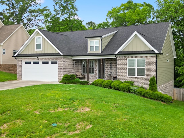5834 Caney Ridge Cir, Ooltewah, TN 37363 - view of front of property with brick siding, board and batten siding, roof with shingles, concrete driveway, and covered porch