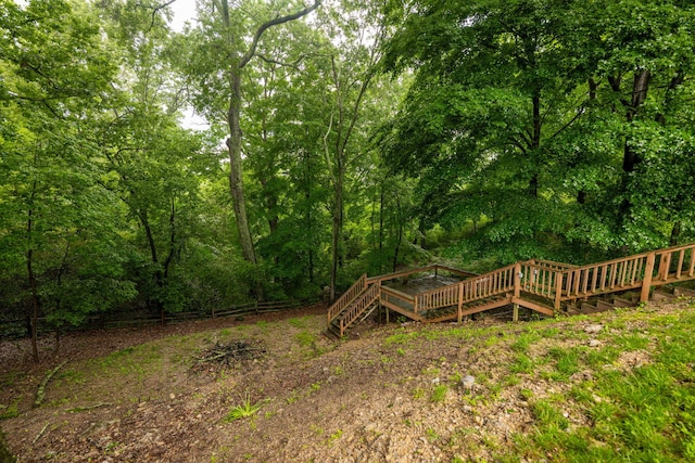 715 Forest Ave, Chattanooga, TN 37405 - view of yard featuring a wooded view and a wooden deck