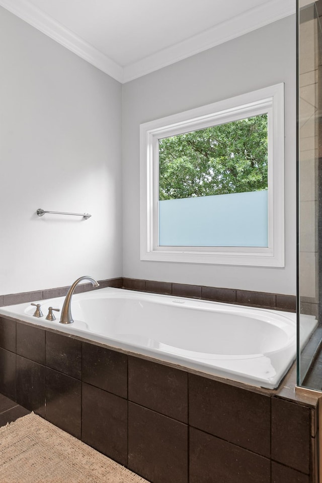 715 Forest Ave, Chattanooga, TN 37405 - bathroom with ornamental molding and a garden tub