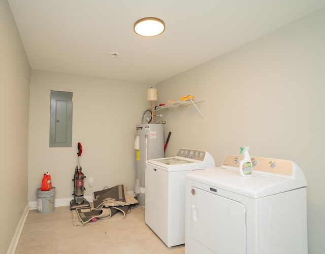 714 W 42nd St, Chattanooga, TN 37410 - laundry room with water heater, electric panel, washing machine and dryer, and baseboards