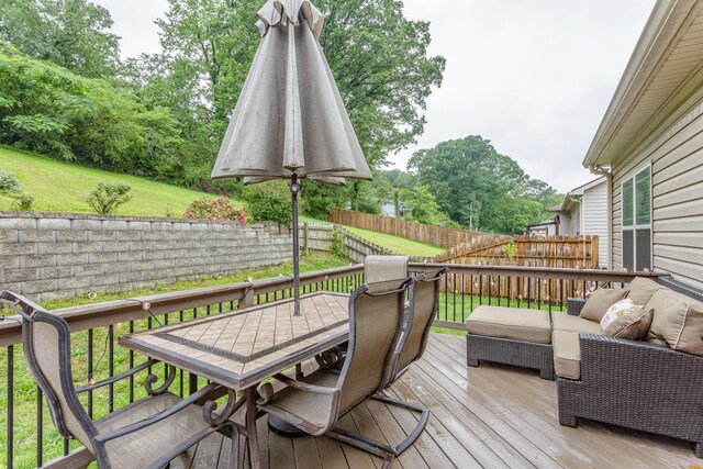 634 Gadd Rd, Hixson, TN 37343 - deck featuring outdoor dining area and an outdoor hangout area