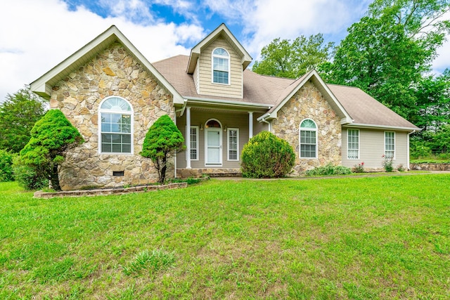13709 Stormer Rd, Soddy Daisy, TN 37379 - view of front of house with stone siding and a front yard