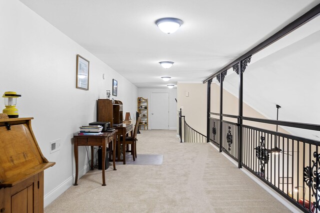 12204 Plow Ln, Soddy Daisy, TN 37379 - hall featuring carpet, a desk, and baseboards