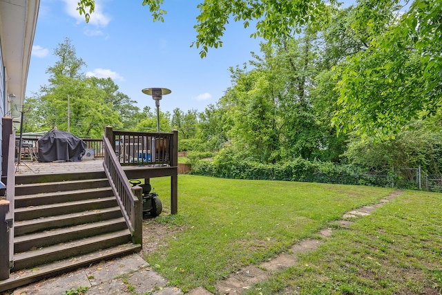 5007 Florida Ave, Chattanooga, TN 37409 - view of green lawn featuring a wooden deck and stairs