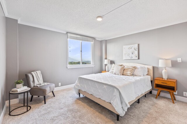 1131 Stringers Ridge Rd Unit 11G, Chattanooga, TN 37405 - bedroom featuring crown molding, a textured ceiling, light carpet, and baseboards