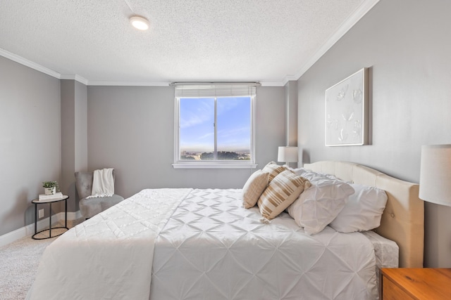 1131 Stringers Ridge Rd Unit 11G, Chattanooga, TN 37405 - bedroom featuring a textured ceiling, crown molding, carpet flooring, and baseboards