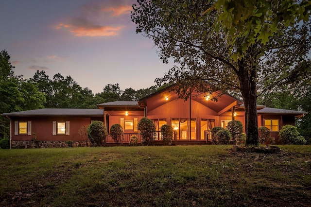 6601 Hunter Rd, Harrison, TN 37341 - view of front facade with metal roof and a front lawn
