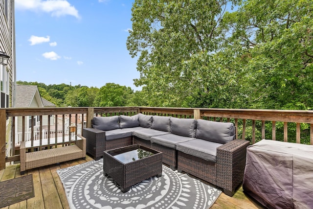 6837 Benwood Dr, Ooltewah, TN 37363 - wooden deck featuring outdoor lounge area and area for grilling