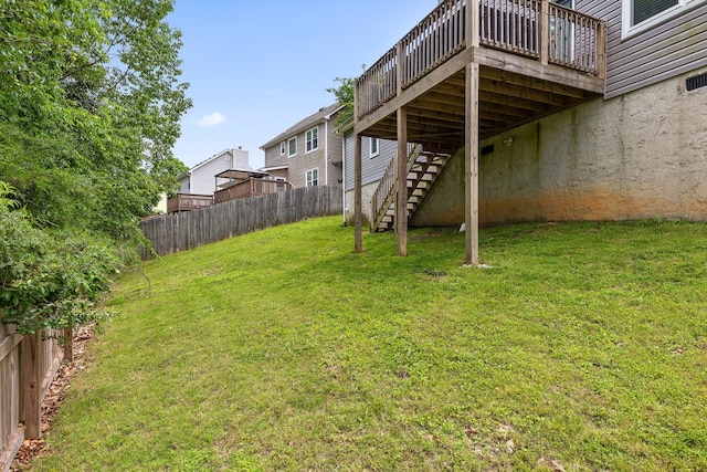 6837 Benwood Dr, Ooltewah, TN 37363 - view of yard with stairs and a deck