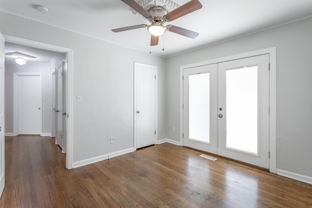 1641 John Ross Rd, Chattanooga, TN 37412 - spare room with french doors, wood finished floors, baseboards, and ornamental molding