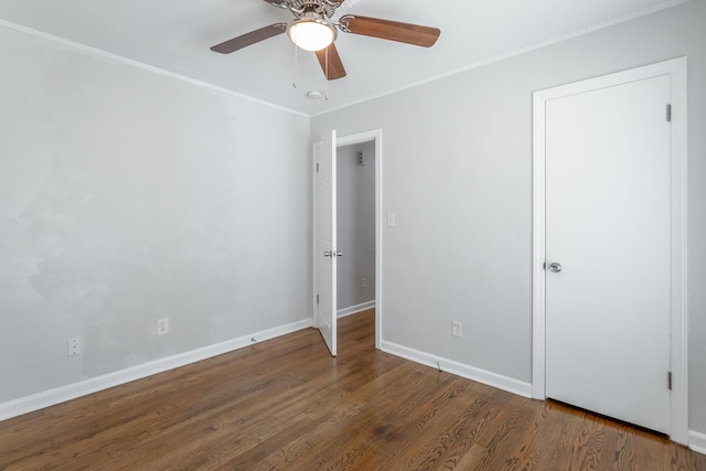 1641 John Ross Rd, Chattanooga, TN 37412 - unfurnished bedroom featuring wood finished floors, baseboards, crown molding, and a ceiling fan