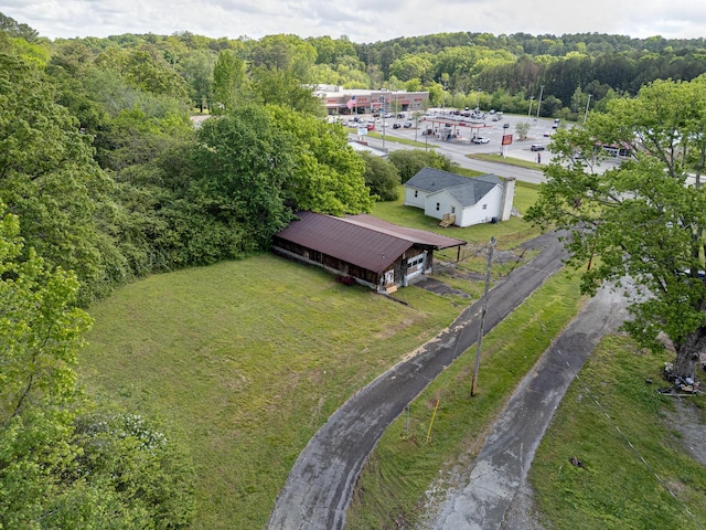 bird's eye view of a heavily wooded area