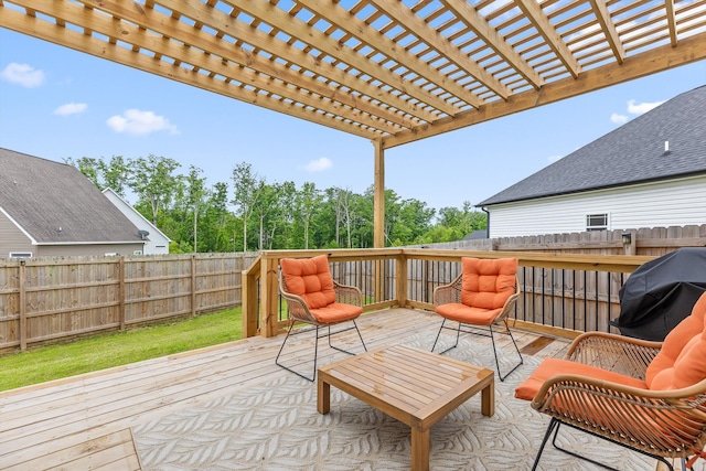 116 Paxtons Way, Ringgold, GA 30736 - wooden terrace featuring a fenced backyard, grilling area, and a pergola