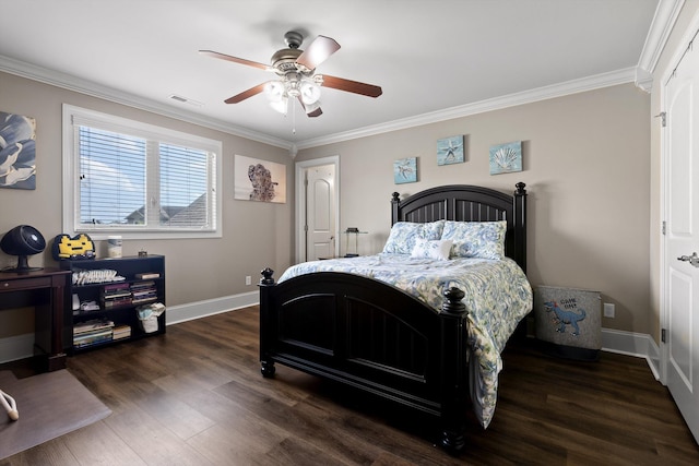 8109 Propeller Dr, Ooltewah, TN 37363 - bedroom featuring crown molding, wood finished floors, baseboards, and a ceiling fan