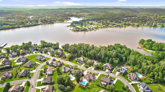 8109 Propeller Dr, Ooltewah, TN 37363 - aerial overview of property's location featuring a large body of water, a forest, and nearby suburban area