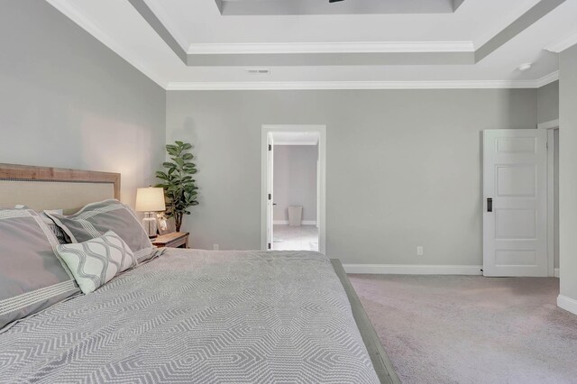 5479 Amber Grove Way, Hixson, TN 37343 - bedroom featuring a raised ceiling, carpet flooring, crown molding, and baseboards