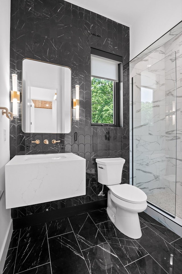 1608 Knickerbocker Ave, Chattanooga, TN 37405 - full bathroom featuring marble finish floors, toilet, walk in shower, and vanity