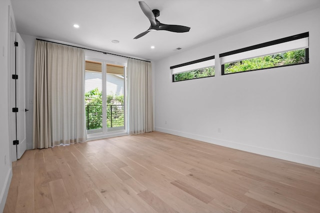 1608 Knickerbocker Ave, Chattanooga, TN 37405 - unfurnished room with light wood-type flooring, baseboards, a ceiling fan, and recessed lighting