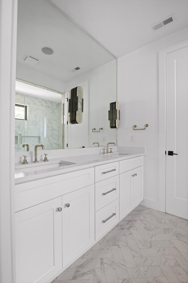 1608 Knickerbocker Ave, Chattanooga, TN 37405 - bathroom with marble finish flooring, a marble finish shower, and double vanity