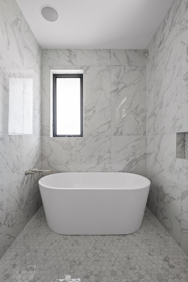 1608 Knickerbocker Ave, Chattanooga, TN 37405 - bathroom featuring tile walls and a freestanding bath