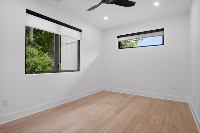 1608 Knickerbocker Ave, Chattanooga, TN 37405 - spare room featuring light wood-type flooring, baseboards, ceiling fan, and recessed lighting