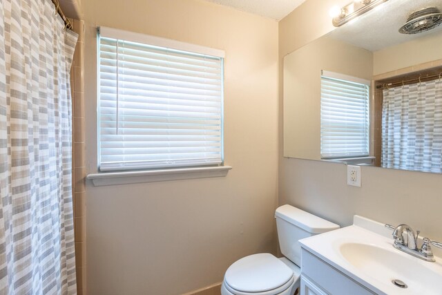 2524 Lyons Ln, Soddy Daisy, TN 37379 - bathroom featuring toilet, healthy amount of natural light, vanity, and a shower with curtain