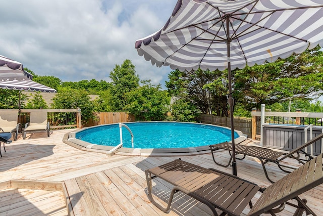 view of pool with a deck