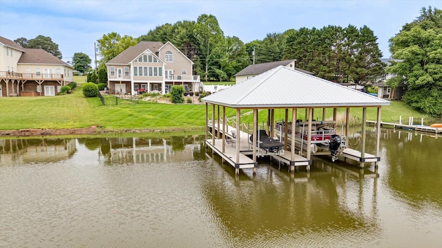 362 Windmill Ln, Georgetown, TN 37336 - dock with boat lift, a water view, and a yard