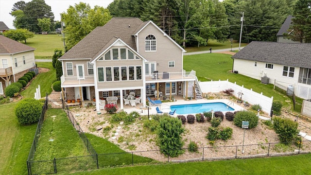 362 Windmill Ln, Georgetown, TN 37336 - rear view of house with stairway, a wooden deck, a patio area, and cooling unit
